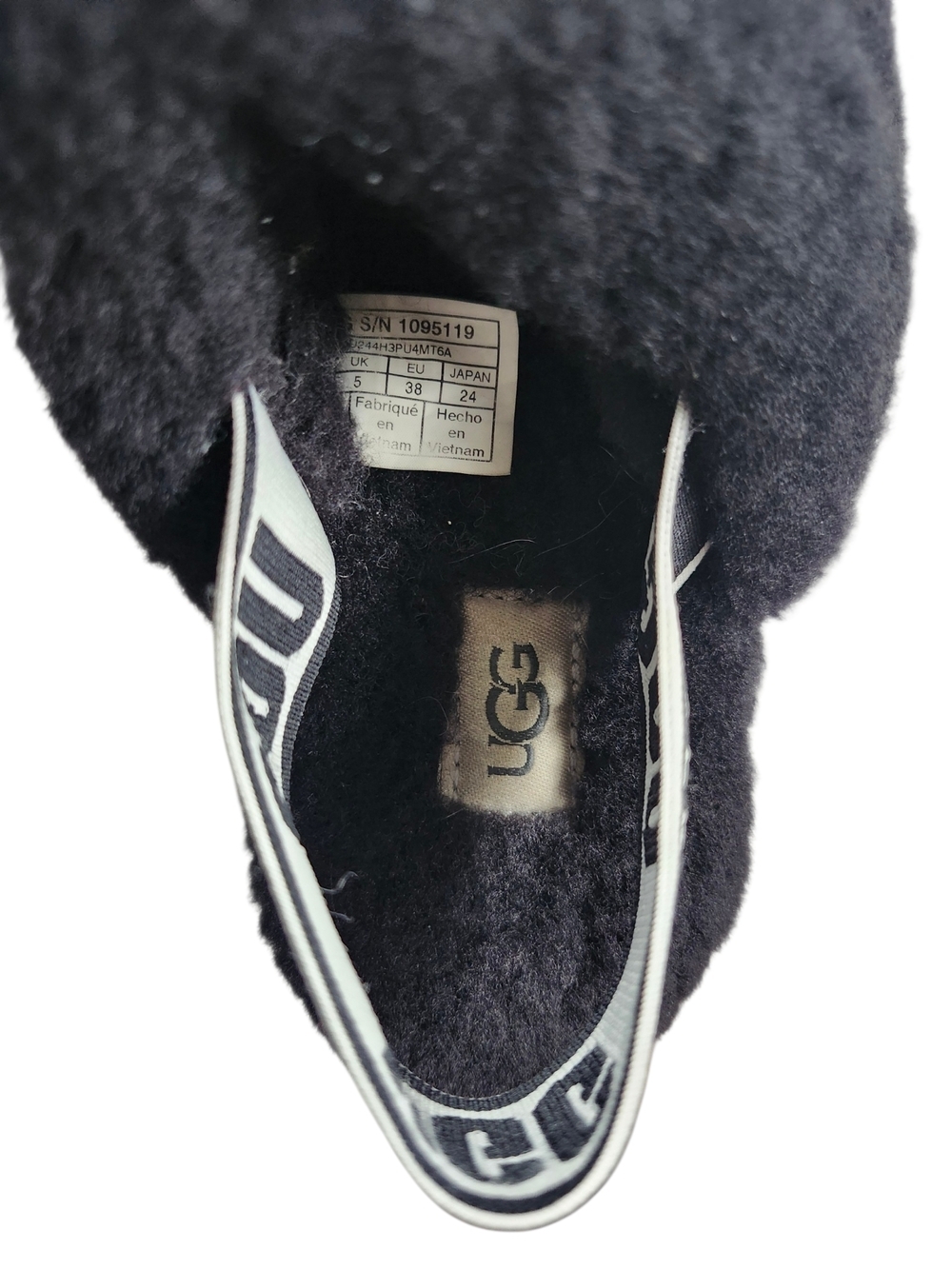UGG Fluff Yeah Slides Black Shearling Slippers Size 7 Platform Sandals - Picture 6 of 10